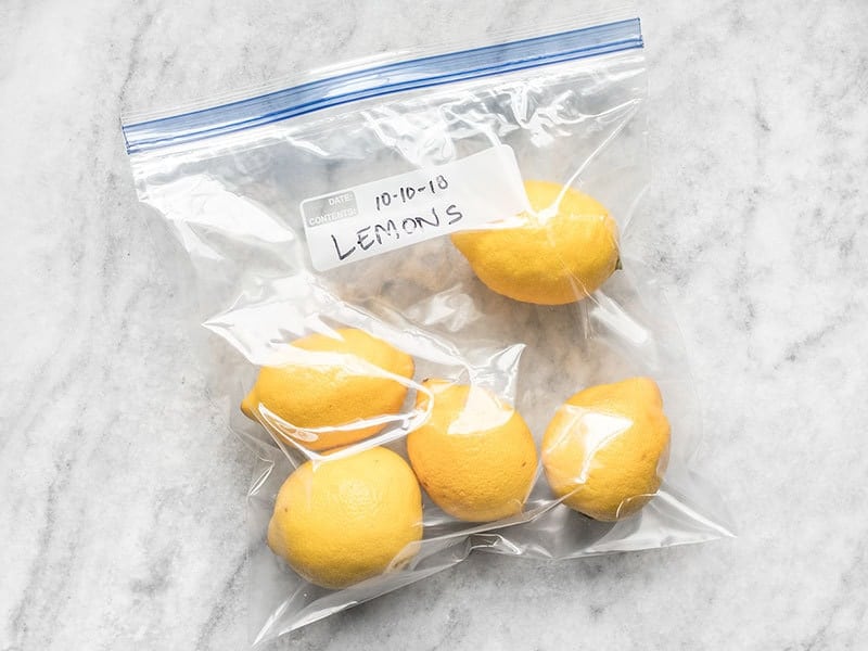 Freezer Bag Full of Fresh Lemons