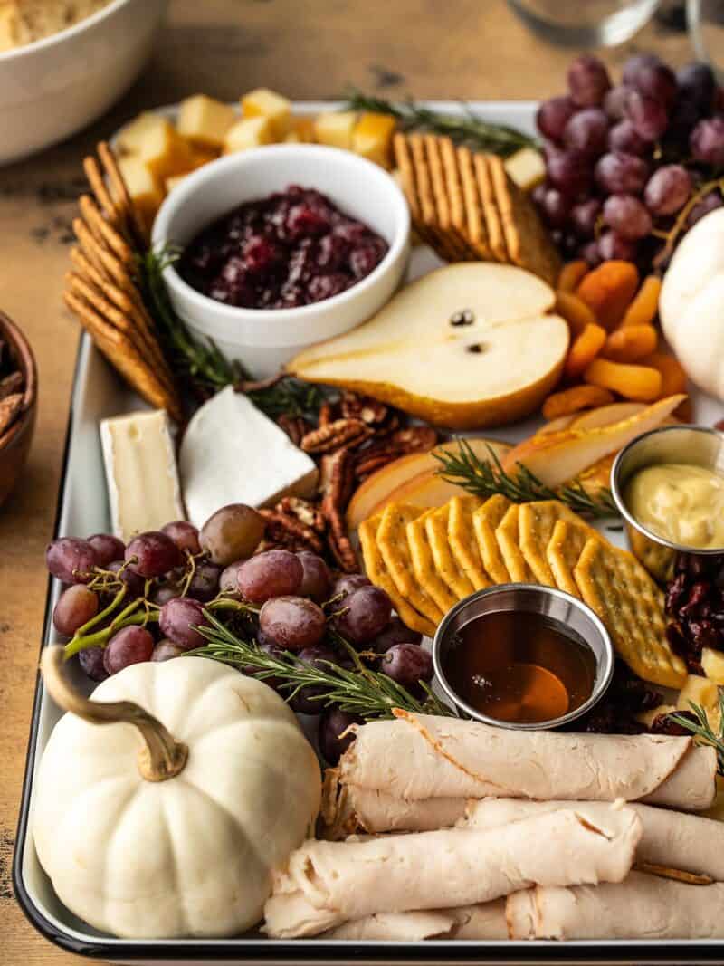 Side view of a Thanksgiving grazing board