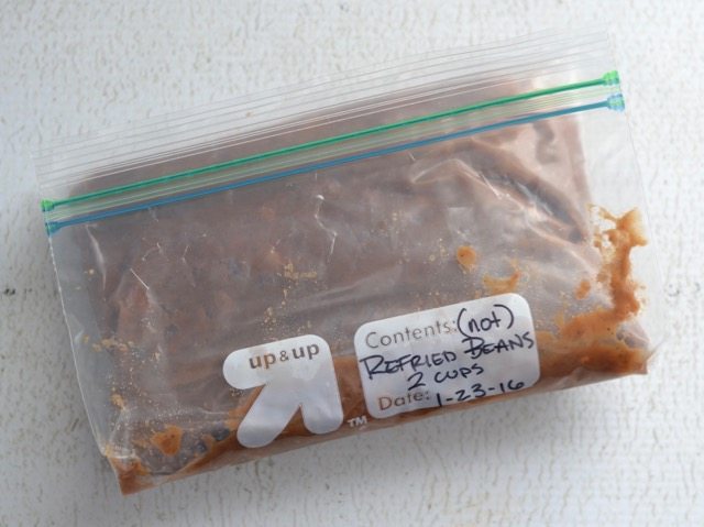 Frozen Refried Beans in a freezer bag