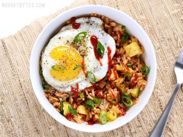 Bowl topped with Fried Egg