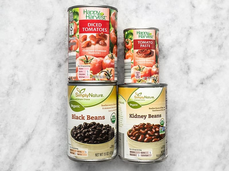 canned beans and tomatoes