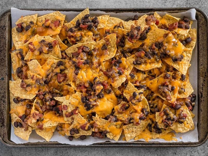 Baked Nachos with no cold toppings