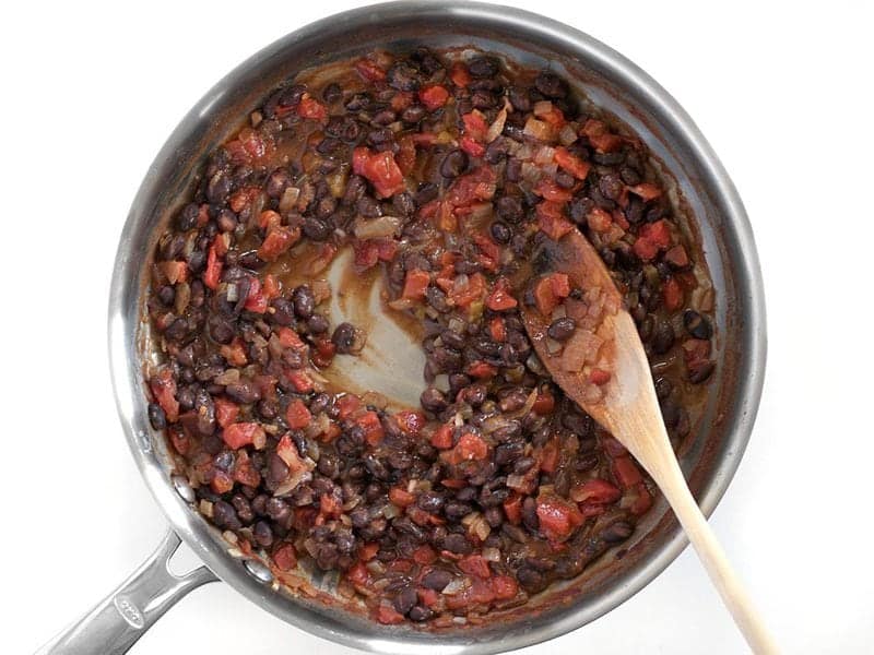 Simmered Bean Mixture in the skillet