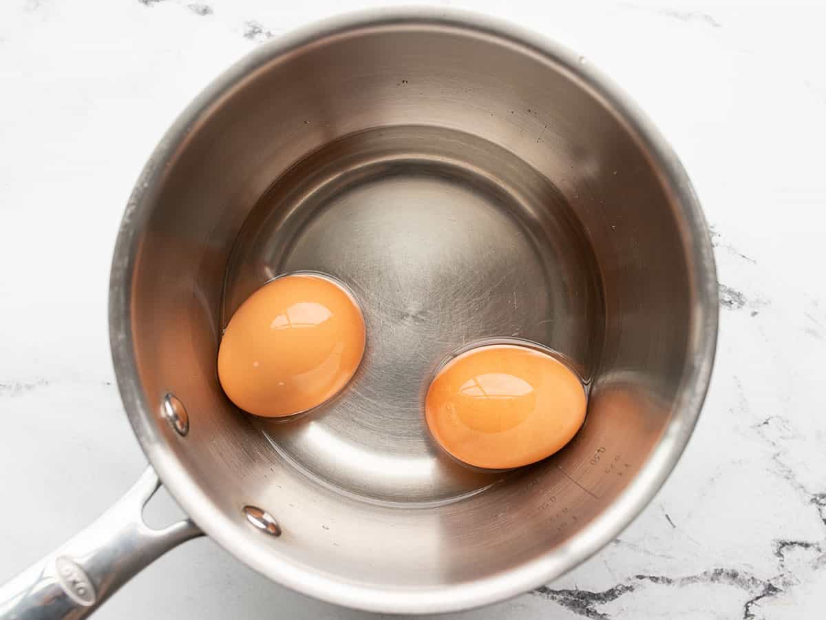 Eggs in a pot with water