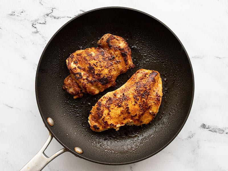 Chicken cooked in the skillet