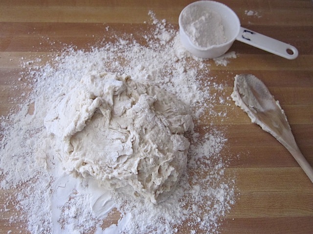 ball of dough on well floured counter 