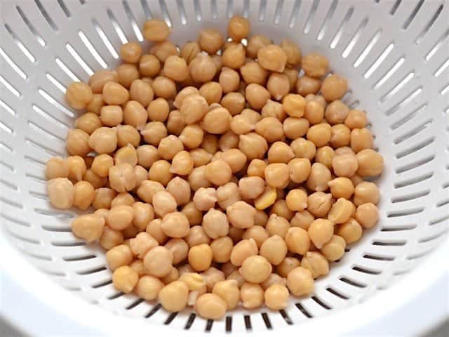 Rinsed Chickpeas in a colander
