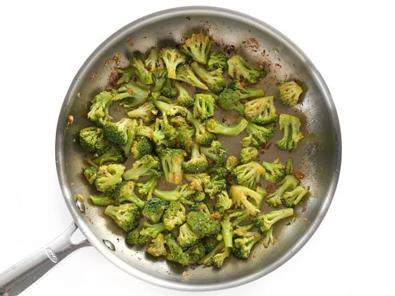 Broccoli and Garlic cooked in skillet
