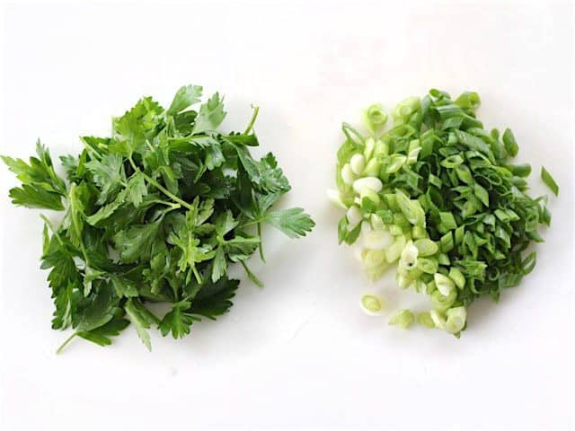 Fresh parsley and sliced scallions 