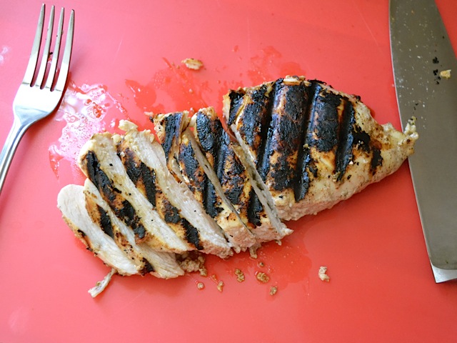 sliced grilled shawarma chicken breast