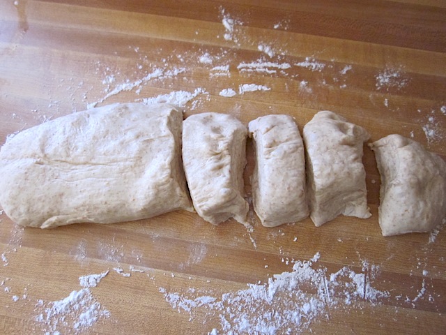 cut dough log into eight pieces 