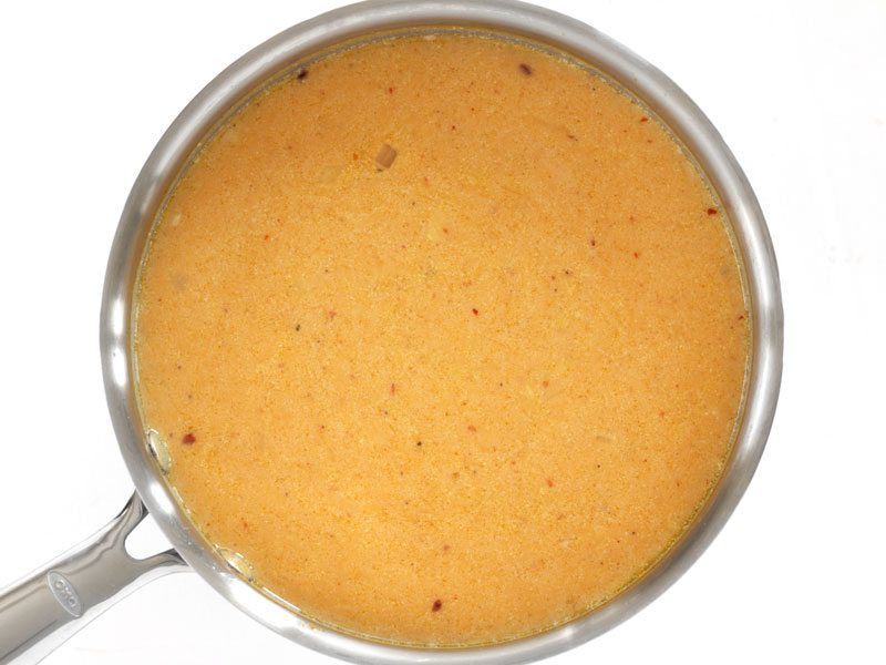 top view of soup mixture in pot 