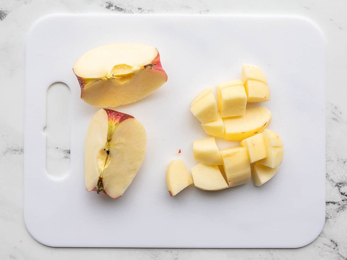 Chopped Apple on a cutting board
