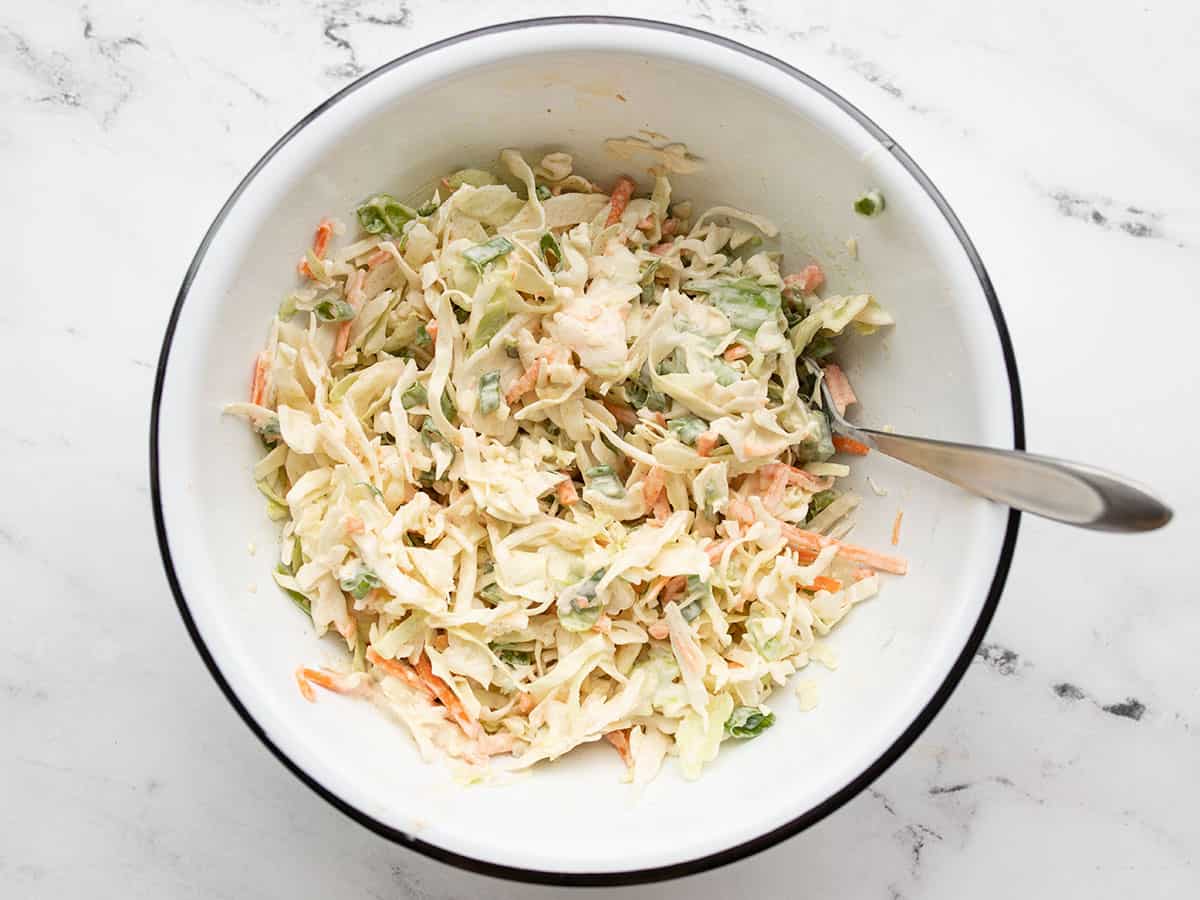 finished cumin lime coleslaw in bowl