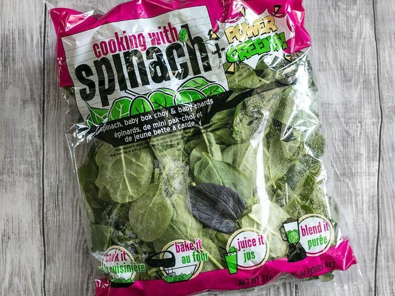 Bag of fresh spinach