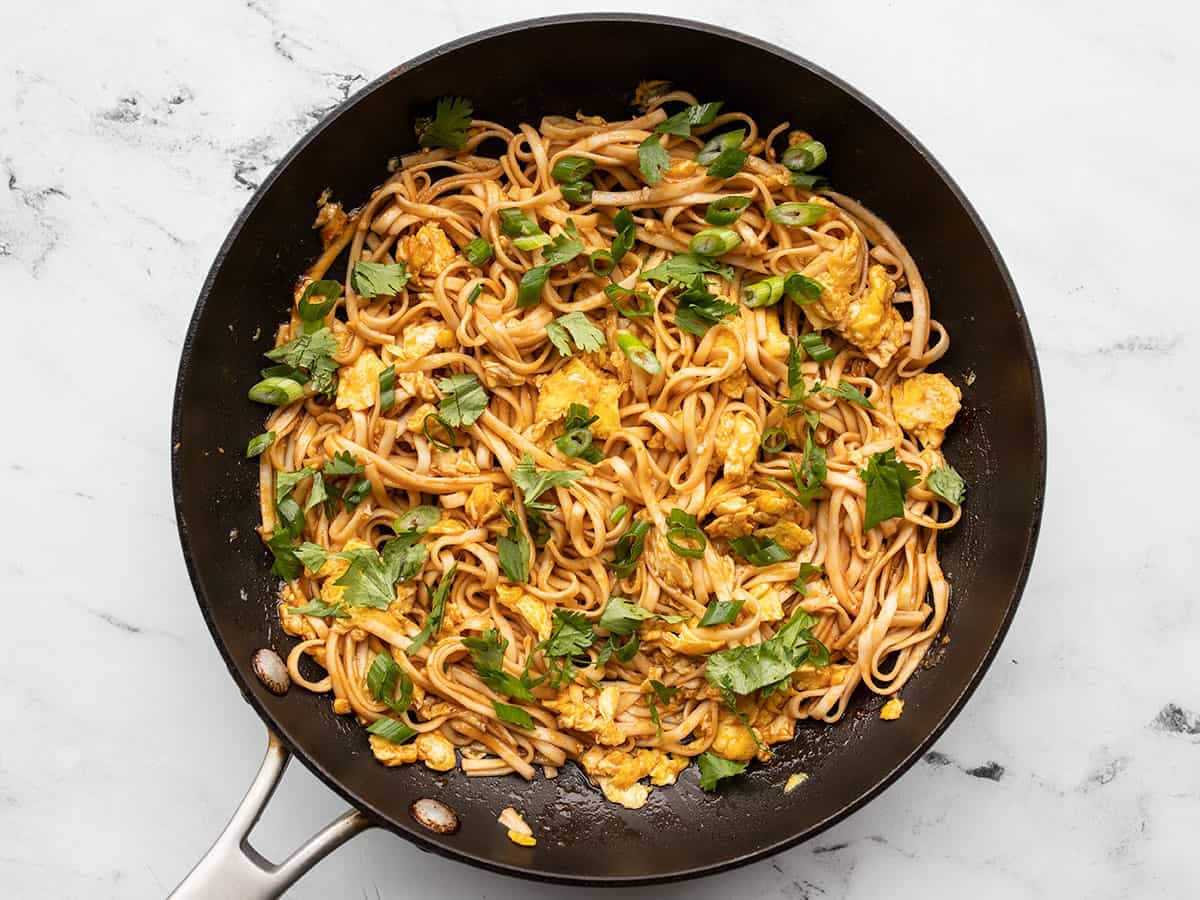 noodles topped with cilantro and green onion